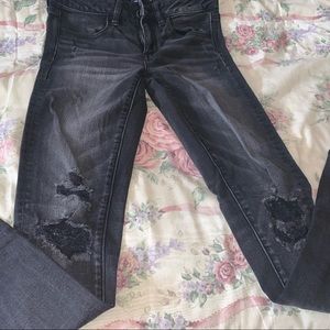 American Eagle Black Ripped Skinny Jeans